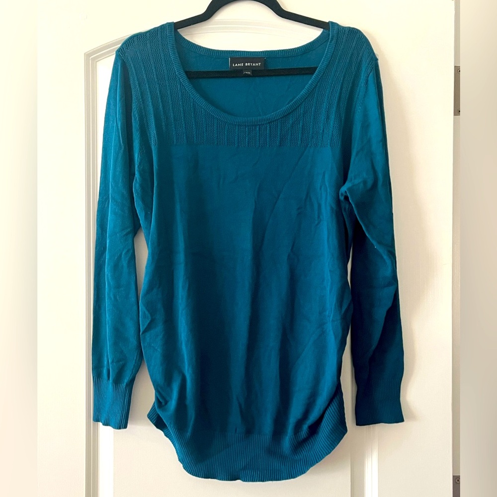 Lane Bryant teal sweater with delicate details size 14/16